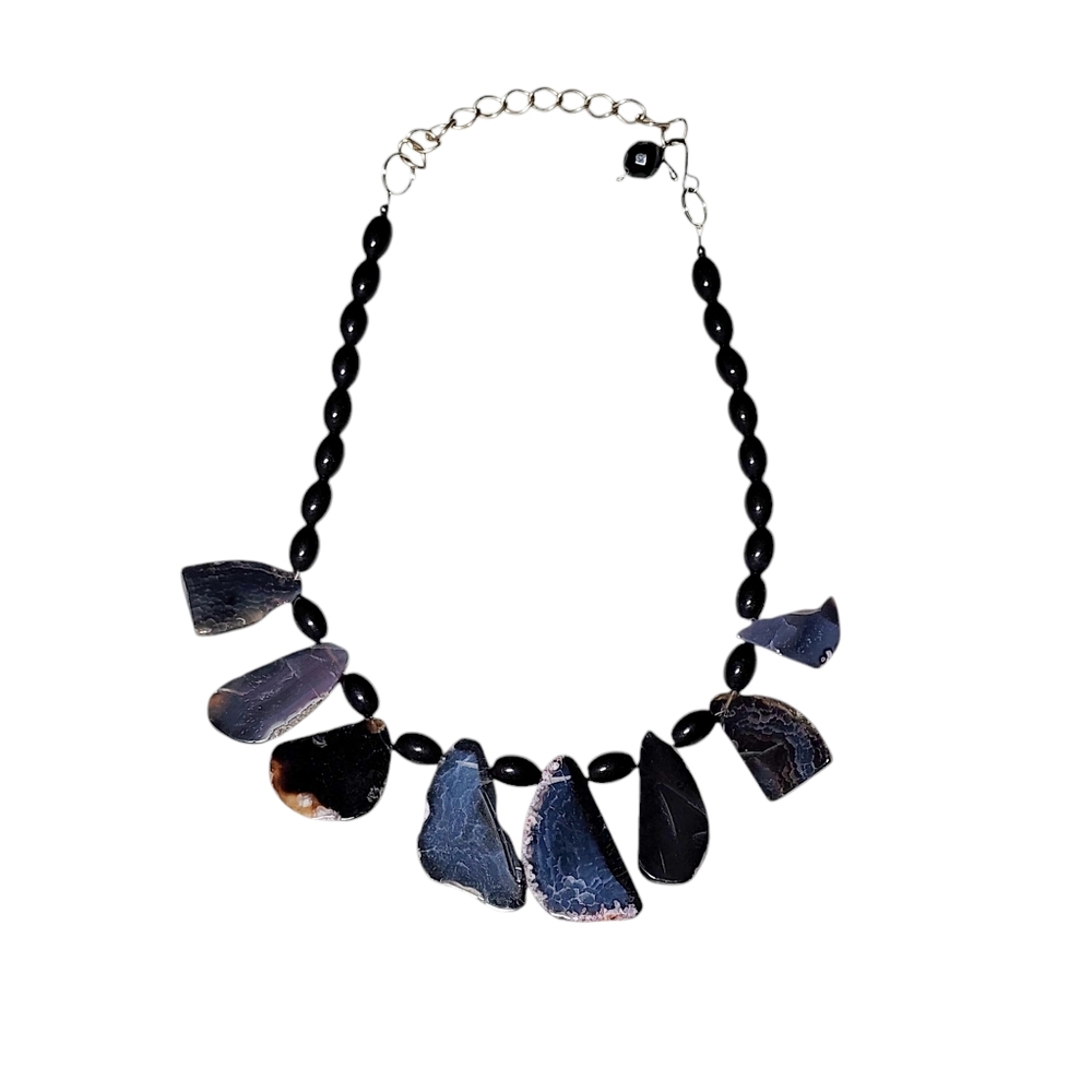 Black Agate Beaded Necklace